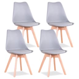 EGOONM Set of 4 Nordic Dining Chairs Inspired Solid Wood Plastic Padded Seat PU Cushion for Living Room Office Furniture Home