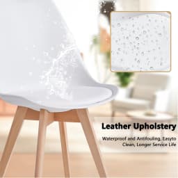 EGOONM Set of 4 Nordic Dining Chairs Inspired Solid Wood Plastic Padded Seat PU Cushion for Living Room Office Furniture Home