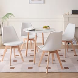 EGOONM Set of 4 Nordic Dining Chairs Inspired Solid Wood Plastic Padded Seat PU Cushion for Living Room Office Furniture Home