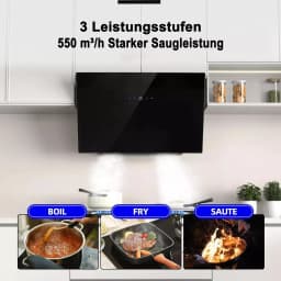 Extractor Wall 60cm Exhaust Air Recirculation Touch Display glass A++ LEDs Kitchen Hood YYWH0460