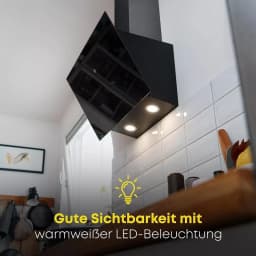 Extractor Wall 60cm Exhaust Air Recirculation Touch Display glass A++ LEDs Kitchen Hood YYWH0460