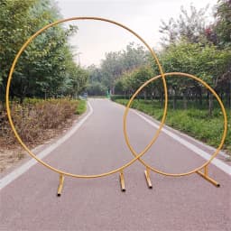 Circle Balloon Arch Frame Round Backdrop Stand Gold Metal for Wedding Party Birthday Bridal Baby Shower Graduation Decoration