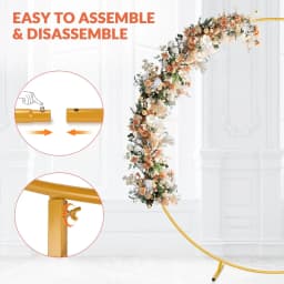 Circle Balloon Arch Frame Round Backdrop Stand Gold Metal for Wedding Party Birthday Bridal Baby Shower Graduation Decoration
