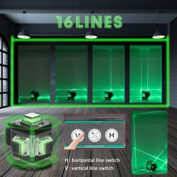 4D 16 Lines Laser Level Tool Vertical Horizontal Lines Multifunctional 3° Self-leveling With Li-ion battery