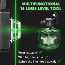 4D 16 Lines Laser Level Tool Vertical Horizontal Lines Multifunctional 3° Self-leveling With Li-ion battery
