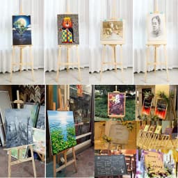 Studio Easel Wooden A-Frame Folding Pine Wood Artist Art Craft Adjustable Display Exhibition for Wedding Painting Art Easel