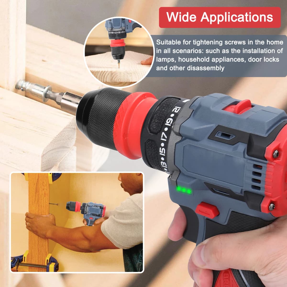 2in1 Lithium Drill Electric Screwdriver Power Tool 16.8V 45Nm Torque Brushless Motor Screw Driver for Home Appliances Furniture