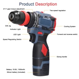 2in1 Lithium Drill Electric Screwdriver Power Tool 16.8V 45Nm Torque Brushless Motor Screw Driver for Home Appliances Furniture