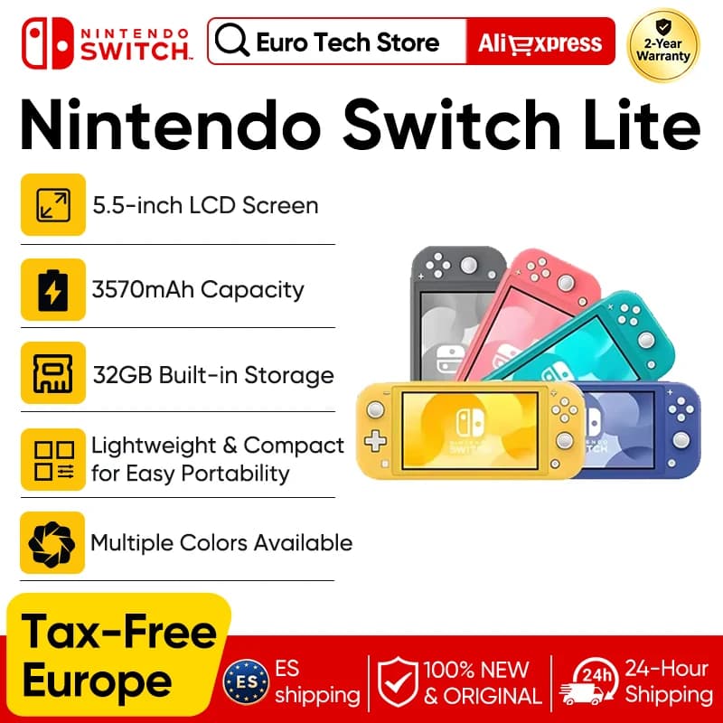 Nintendo Switch Lite Handheld Game Console Lightweight and Portable Built in Joy Con Controller Multiple Color Option