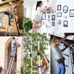 Telescoping Ladder 4.4M Newest Stainless Steel Heavy Duty Portable Compact Ladder with Hooks 14.5FT Multi Purpose Collapsible