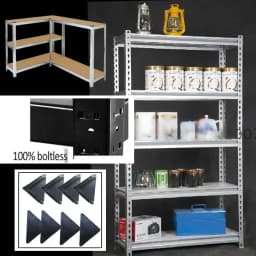 DayPlus Storage Shelving Heavy Duty Adjustable Boltless Garage Metal Shelf, Workshop Shelf, Max Load 875kg,Easy Installation