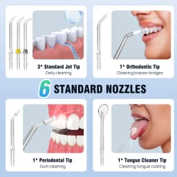 VickyHome Water Flosser Dental Oral Irrigator Fairywill Cordless 6 Jet Tips Rechargeable Water Flosser Cordless 3 Mode Cleaner