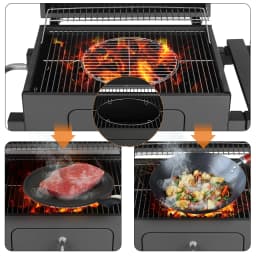 Grill Trolley Heavy Duty BBQ Charcoal Cart XXL, 116x55.7x100cm Charcoal Grill, Black with Opener, Pull-out Ashtray,Shelves,Hooks