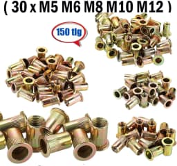 DayPlus Rivet Nut Pliers Set, Thread Rivet Pliers Set,150 Rivet Nuts in M5 M6 M8 M10 M12, Heavy Duty Hand Riveter Rivet Nut Gun
