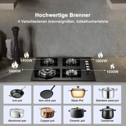 TopStrong 4 burner 60cm glass ceramic built-in stove natural gas propane gas hob