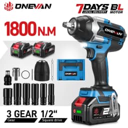 ONEVAN 1800N.M High Torque Brushless Electric Impact Wrench Battery 1/2" Cordless Wrench Power Tool For Makita 18V Battery Pin