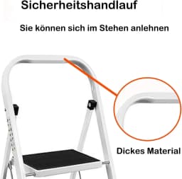 Step Stool, 1-2-3-4 Steps, Lightweight Step Ladder with Handrail, Folding Ladder with Non-Slip Platform, Maximum Load 150kg