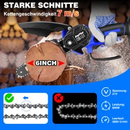 DayPlus 6" Mini Chainsaw Cordless Electric Power Chain Saw 1.5ah Battery Battery Operated Chainsaw for Tree Branch Wood Cutting
