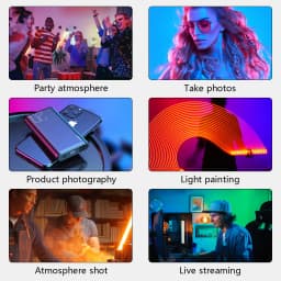 50cm 20" RGB Handheld LED Video Light Wand Stick Photography Light With Built-in Rechargable Battery 79" Tripod Remote Control