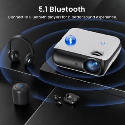 HAPPRUN Native 1080P Bluetooth Projector, Full HD Portable Outdoor Movie Projector with Built-in Speaker, with HDMI, USB, AV