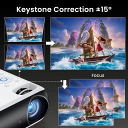 HAPPRUN Native 1080P Bluetooth Projector, Full HD Portable Outdoor Movie Projector with Built-in Speaker, with HDMI, USB, AV