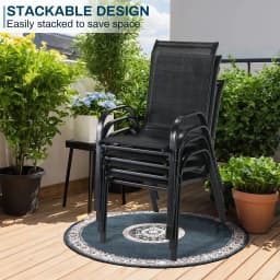 4PCS Garden Chairs Steel-iron+Teslin Fabric Folding High Back Balcony Chair Camping Chair Outdoor Seating Group Black