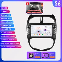 2Din Carplay Android Car Radio For PEUGEOT 206 206CC 206SW 2000-2008 Car Multimedia Player GPS Autoradio 4G-LET 7862