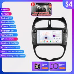 2Din Carplay Android Car Radio For PEUGEOT 206 206CC 206SW 2000-2008 Car Multimedia Player GPS Autoradio 4G-LET 7862
