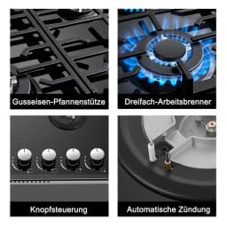 TopStrong 4-burner glass ceramic built-in stove natural gas Propanga gas hob EUGCT-B04