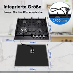 TopStrong 4-burner glass ceramic built-in stove natural gas Propanga gas hob EUGCT-B04
