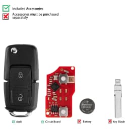 Xhorse XKB528EN Wire Remote Key B5 Style 2 Buttons Work With MINI Key Tool/VVDI2 5pcs/lot