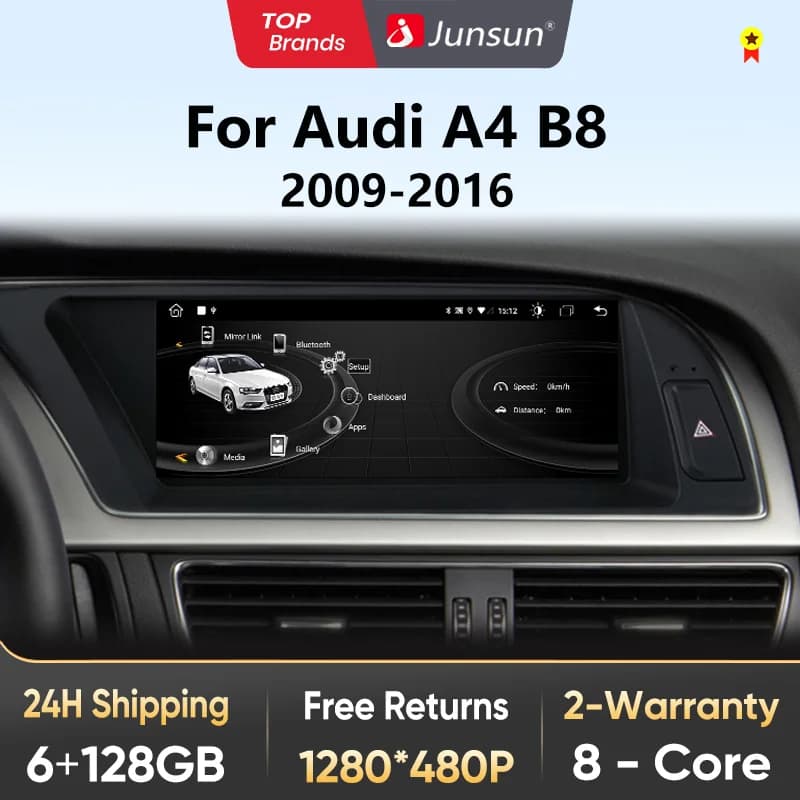 Junsun 8 core Wireless CarPlay Android Auto Car Radio Multimedia For Audi A4 A4L B8 2009-2016 4G WiFi IPS Touch Screen Autoradio