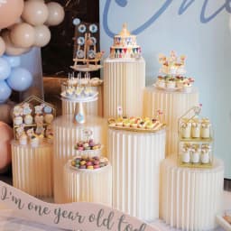 Paper Folding Cylinder Display Stand for Wedding Birthday Party Decor Dessert Table Cake Stand Baby Shower Ramadan Decoration