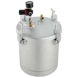 10L Silver Pressure Paint Pot Tank Spray Gun 3mm W/ Air Regulator 2PCs 10ft Hoses