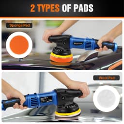 DayPlus Polisher 5000W Dual Action Car Polisher, Random Orbital Polisher Car Buffer Polisher 6 Variable Speed for Car Detailing