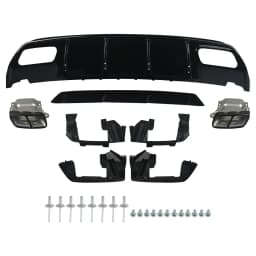 Free Shipping for Mercedes A Class 12-18 W176 A45 AMG Style Rear Bumper Diffuser &Exhaust Tips A45 Rear Spoiler