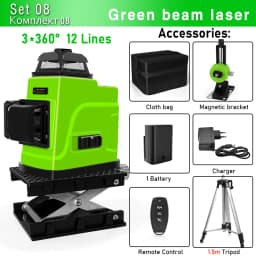 Clubiona 16/12 lines professional Super powerful Green Beams Laser Level With 4000mAh Li-ion Battery Remote Control pulse mode