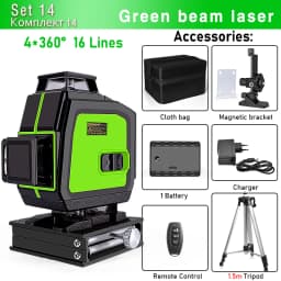 Clubiona 16/12 lines professional Super powerful Green Beams Laser Level With 4000mAh Li-ion Battery Remote Control pulse mode