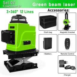 Clubiona 16/12 lines professional Super powerful Green Beams Laser Level With 4000mAh Li-ion Battery Remote Control pulse mode