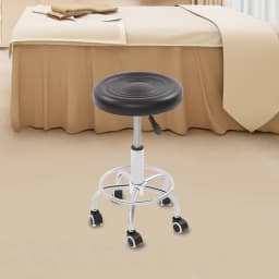 360° Rolling Bar Stool, Adjustable Height Comfortable Rotating Work Chair,Home/Office/Bar/Beauty Salon Chair,Black/White