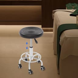 360° Rolling Bar Stool, Adjustable Height Comfortable Rotating Work Chair,Home/Office/Bar/Beauty Salon Chair,Black/White