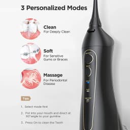 Fairywill Water Flossers Oral Irrigator Rechargeable Portable Dental 3 Modes Water Tank for Teeth 300ML Waterproof Teeth Cleaner