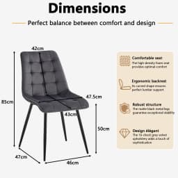 EGOONM Set of 2/4/6 Velvet Dining Chairs Metal Legs Modern Comfortable Chair for Kitchen Bedroom Living Room Home Furniture