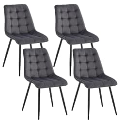 EGOONM Set of 2/4/6 Velvet Dining Chairs Metal Legs Modern Comfortable Chair for Kitchen Bedroom Living Room Home Furniture