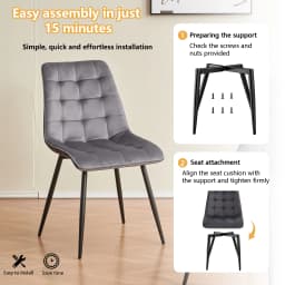 EGOONM Set of 2/4/6 Velvet Dining Chairs Metal Legs Modern Comfortable Chair for Kitchen Bedroom Living Room Home Furniture
