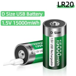 PALO 1.5V D Size Rechargeable Battery Type-C USB Charging LR20 Li-ion Batteries R20 Lithium Battery for Heater Gas Stove