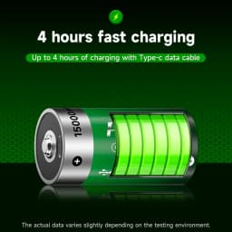 PALO 1.5V D Size Rechargeable Battery Type-C USB Charging LR20 Li-ion Batteries R20 Lithium Battery for Heater Gas Stove