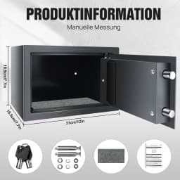 DayPlus 4.6L/8.5L/16L Safe Furniture Safe Double Bit Lock Iron Steel Safe with Lock and 2 Keys for Business Cash/Money/Jewellery