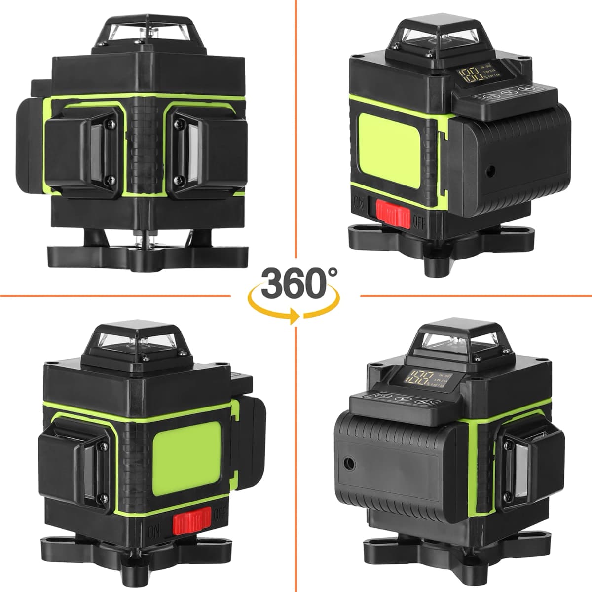 16 Lines Level Multifunctional Tool Vertical Horizontal Line with Self-leveling Function with 1.2M 3-Heights Adjustable Alloy Ex