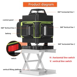 16 Lines Level Multifunctional Tool Vertical Horizontal Line with Self-leveling Function with 1.2M 3-Heights Adjustable Alloy Ex